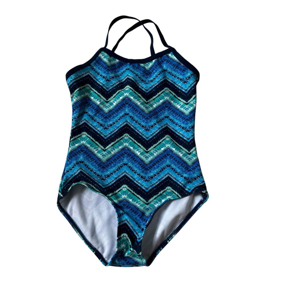 Kanu Blue Geometric One piece Swimsuit Girl Size 8 | 69-10